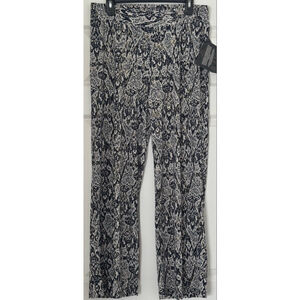 Women's IMAN Black Beige Patterned Pants L